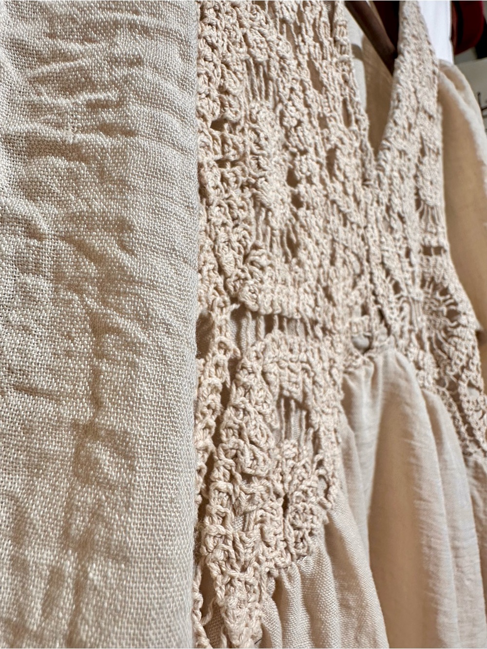 MAX Beige Crochet Lace Boho Midi Dress - Picture 3 of 7